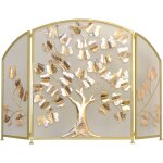 D�coshop26 - pare - feu de chemin�e romantique en m�tal dor� ? avec �l�ments d�coratifs en forme de branches ...