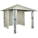 Décoshop26 - pergola pavillon de jardin couverture de terrasse avec paroi latérale 3 x 3m crème - beige ... Décoshop26 - pergola pavillon de jardin couverture de terrasse avec paroi latérale 3 x 3m crème - beige ...