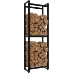 Dcoshop26 - range - bches 2 niveaux tagre support bois de chemine 150x50x25 cm en mtal noir 100003574 ...