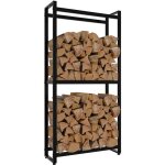 Dcoshop26 - range - bches 2 niveaux tagre support bois de chemine 150x75x25 cm en mtal noir 100003575 ...