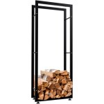 D�coshop26 - range - b�ches �tag�re support bois de chemin�e 150x60x25 cm m�tal noir 100003556
