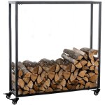 Décoshop26 - range - bûches étagère support bois de cheminée sur roulettes 100x80x25 cm en métal noir ... Décoshop26 - range - bûches étagère support bois de cheminée sur roulettes 100x80x25 cm en métal noir ...