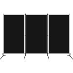 Dcoshop26 - sparateur de pice cloison 3 panneaux 260 x 180 cm tissu noir et fer dec030801