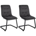 Décoshop26 - set de 2 chaises de salle à manger coutures décoratives carrées en velours noir et pieds ... Décoshop26 - set de 2 chaises de salle à manger coutures décoratives carrées en velours noir et pieds ...