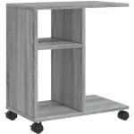 D�coshop26 - table d'appoint bout de canap� sur roulettes 50 x 30 x 55 cm en bois d'ing�nierie gris dec032338 ...
