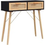 D�coshop26 - table d'appoint console pratique avec tiroirs de rangement 80 x 30 x 75 cm bois massif pin ...