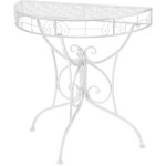 Dcoshop26 - table d'appoint plateau demi - rond 72 x 36 x 74 cm en mtal argent dec032547