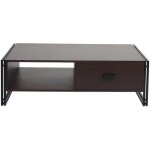 Dcoshop26 - table basse table d'appoint avec deux tiroirs 41 x 120 x 60 cm en mtal et mdf marron fonc ...