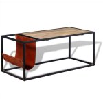 Dcoshop26 - table basse de salon design moderne avec porte - revues 110 x 50 x 45 cm cuir vritable ...