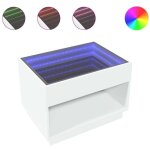 D�coshop26 - table basse de salon avec �tag�re design moderne avec led infini 70 x 50 x 50 cm bois d'ing�nieri ...