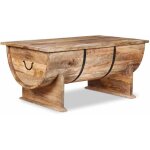 D�coshop26 - table basse style vintage rustique en bois de manguier massif forme de baril 88 x 50 x 40 ...