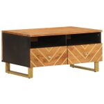 Dcoshop26 - table basse avec tiroirs design moderne et contemporaine et 80 x 54 x 40 cm bois de massif ...