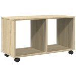 D�coshop26 - table console d'entr�e fonctionnel et styl� sur roulettes 72 x 33 x 42, 5cm bois d'ing�nierie ...