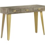 Dcoshop26 - table console d'entre fonctionnel et styl avec tiroirs en bois de manguier gris avec laiton ...