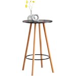 Dcoshop26 - table haute de bar avec plateau rond repose - pieds circulaire mtallique plateau en bois ...