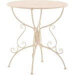 Dcoshop26 - table de jardin ronde hauteur 74 cm en mtal crme vieilli 100004006