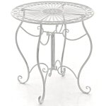 Table de jardin ronde style rustique en fer forg blanc vieilli 100003044