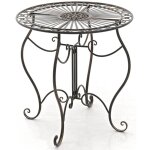 Table de jardin ronde style rustique en fer forg bronze 100003042