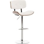 Dcoshop26 - tabouret de bar chaise de bar x1 capitonn en pvc blanc et bois couleur noyer pieds en mtal ...