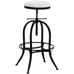 Dcoshop26 - tabouret de bar design industriel hauteur rglable en mtal noir et assise pvc blanc 100005360 ...