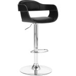 Dcoshop26 - tabouret de bar x1 chaise haute design rtro en pvc noir et mtal dec029516