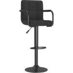 Dcoshop26 - tabouret de bar x1 chaise haute avec dossier et accoudoirs en tissu noir cadre en acier ...