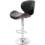 Dcoshop26 - tabouret de bar x1 pivotant design rtro pvc noir coque d'assise en bois courb 040008579 ...