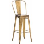 Tabouret de bar x1 avec repose - pied et dossier design industriel en m�tal couleur dor� empilable 100004527 ...