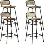 Décoshop26 - tabourets de bar x4 chaises haute en bois de récupération cadre en acier dec029416 Décoshop26 - tabourets de bar x4 chaises haute en bois de récupération cadre en acier dec029416