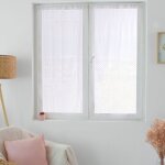 Decostars - paire de petits vitrages � plumetis en organza vieux rose 60x160 cm