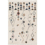 Tapis motif berb�re � franges - empreinte du d�sert - bleu touareg, camel - 160 x 230 cm