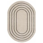 Dcoweb - tapis ovale en matire douce recycle - masha - crme et taupe - 160 x 230 cm
