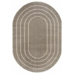 Dcoweb - tapis ovale en matire douce recycle - masha - taupe et beige - 160 x 230 cm