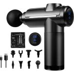 Deep tissue massage gun, muscle percussion massager, 32 speeds with lcd touch screen, 8 heads for shoulder ...