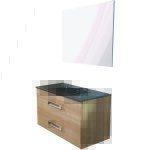 Zen - meuble de salle de bain � suspendre lenca - l90cm - bois miel - m�lamin� - ondee