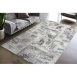 Deladeco - tapis abstrait lavable en machine design cira gris 160x230