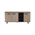 Demeyere - buffet bas - décor chene brossé et noir mat - contemporain - wayne - l 160, 7 cm Demeyere - buffet bas - décor chene brossé et noir mat - contemporain - wayne - l 160, 7 cm