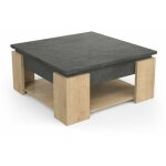 Demeyere - table basse carre austin - dcor chene hamilton et sidewalk - l 80 x p 80 x h 37, 2 cm