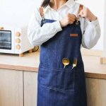 Denim tablier de cuisine r�glable en jean avec poche, tablier de cuisine, pour femme, homme, pour caf�, ...