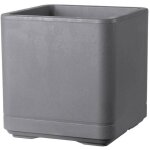 Deroma - pot de fleur cube cosmo - ashgrey - a r�serve d'eau - roulettes - 38 cm