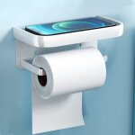 D�rouleur papier toilette avec �tag�re, d�vidoir papier toilette auto - adh�sif et mural pour salle de ...