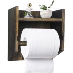 D�rouleur papier wc - bois - r�tro - support mural - �tag�re de rangement - sans per�age