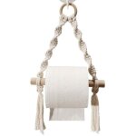 D�rouleur porte papier toilette avec �tag�re - tablette en bois et corde pour t�l�phone ou d�co