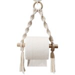 Drouleur porte papier toilette avec tagre - tablette en bois et corde pour tlphone ou dco - ahlsen ...