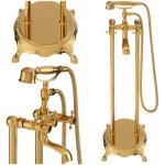 Desconocido - silla élégant robinet de baignoire retro sur pied avec inverseur et bec rotatif, doré Desconocido - silla élégant robinet de baignoire retro sur pied avec inverseur et bec rotatif, doré