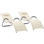 Design in - lot de 2 chaises longue bain de soleil transat de relaxations textilne crme et gris cfw195569 ...