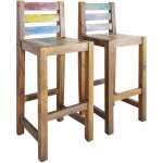 Design in - lot de 2 tabourets de bar, chaise de bar, tabouret haut bois massif de r�cup�ration cfw93831 ...