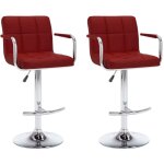 Design in - lot de 2 tabourets de bar, chaise de bar, tabouret haut rouge bordeaux similicuir cfw57297 ...