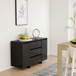 Buffet, meuble de rangement, bahut pour salon, salle à manger, cuisine avec 3 tiroirs noir 120x41x75 ... Buffet, meuble de rangement, bahut pour salon, salle à manger, cuisine avec 3 tiroirs noir 120x41x75 ...