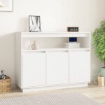 Buffet, meuble de rangement, bahut pour salon, salle  manger, cuisine blanc 104, 5x34x80 cm bois massif ...